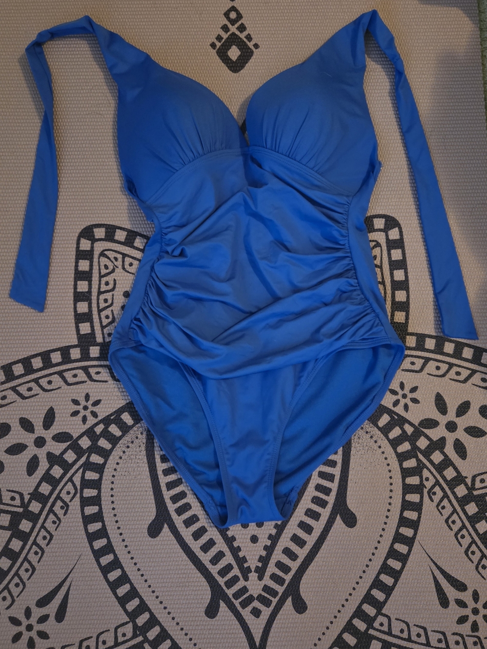 Ralph Lauren Royal Blue Halter One-Piece Swimsuit with Ruching